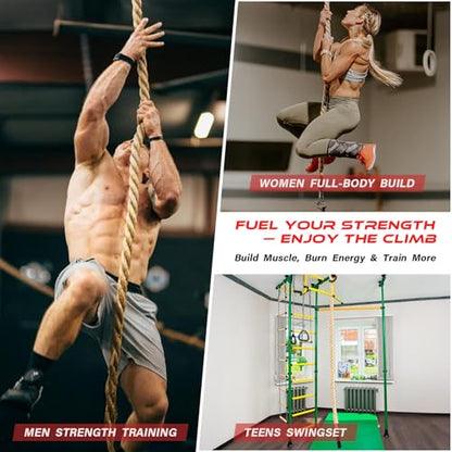 Climbing Rope Gym Workout - 10FT 15FT 20FT 25FT 30FT 35FT Heavy Duty Jute Thick Ropes for Adults Strength Training Outdoor Tree Swing Indoor Home Fitness Exercise - 1.5 Inch - size: 35FT