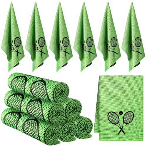 12 Count Cooling Towel Tennis Breathable Chilly Towel 32'' x 12'' Soft Tennis Ice Neck Wrap Workout Sweat Washcloths for Sports Gym Microfiber Dishcloths for Coach Gifts - style: Tennis