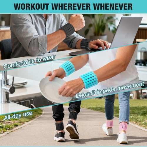 2 Pcs Adjustable Magnetic Ankle & Wrist Weights for Women & Men - 1lb Each, Perfect for Jogging, Swimming, Yoga, Cardio & Pilates