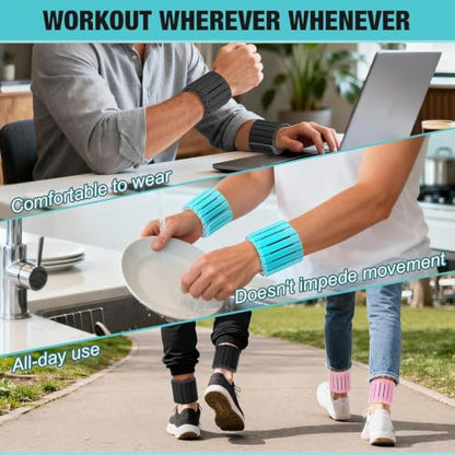 2 Pcs Adjustable Magnetic Ankle & Wrist Weights for Women & Men - 1lb Each, Perfect for Jogging, Swimming, Yoga, Cardio & Pilates