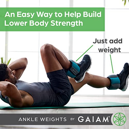 Gaiam Ankle Weights, Wearable Bracelet to Strengthen, Tone & Sculpt, Adjustable Ankle Weights for Women & Men for Yoga, Dance, Pilates, Barre, Cardio, Home & Gym Use