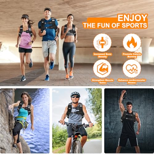 Weighted Vest for Men Women (20lb 16lb 12lb 8lb), Reflective Weighted Vest for Walking, Running, Workout & Fitness, Strength Training, Adjustable Buckles with Detachable Bag - size: 8 lbs