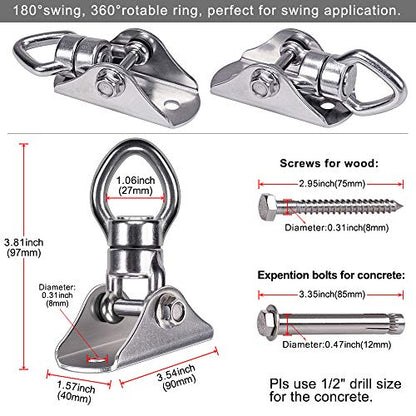 SELEWARE Silent Bearing Swing Hanger, Heavy Duty 360° Rotate Swing Swivel Hook, 1200LB Capacity for Wooden Concrete Playground Yoga Hammock Chair Rope Punching Bag Porch Swing Set - color: Swivel With Hanger