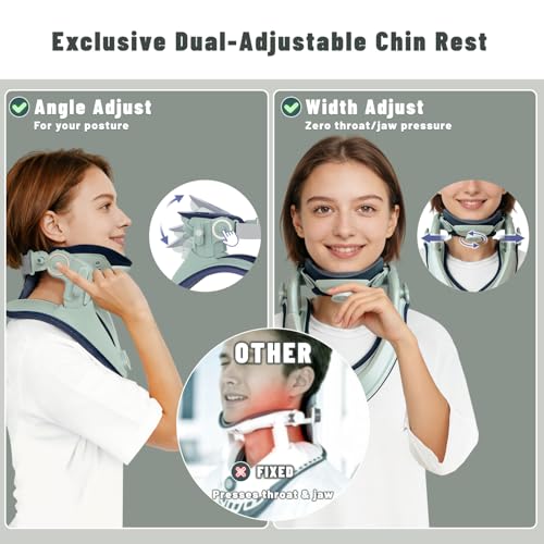 Zenopax Neck Stretcher Cervical Traction, Adjustable Neck Traction Device, Neck Stretcher for Neck Pain Relief with Dual-Adjustable Chin Rest, Ergonomic & Breathable for Home Use, Office(Olive Green)