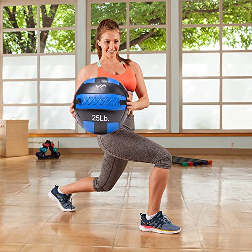 JFit Wall Ball – Premium Soft Weighted Exercise Ball for Strength, Conditioning, Gym & Home Workouts, 4-30 LB - color: Blue/Black, style: 8-Pound