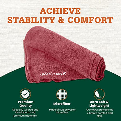 JadeYoga Non-Slip & Quick Dry Yoga Hand Towel - Microfiber Workout Towel, Super Absorbent Sweat Towel, Lightweight Gym Towel with Great Grip, Yoga Towel for Men & Women - Raspberry (14" x 24") - color: Raspberry