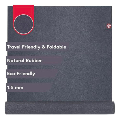 Manduka eKO SuperLite Yoga Mat - 1.5mm Natural Rubber | Foldable & Travel Friendly | Soft Textured Surface | Eco-friendly - color: Charcoal, size: 71" x 24"