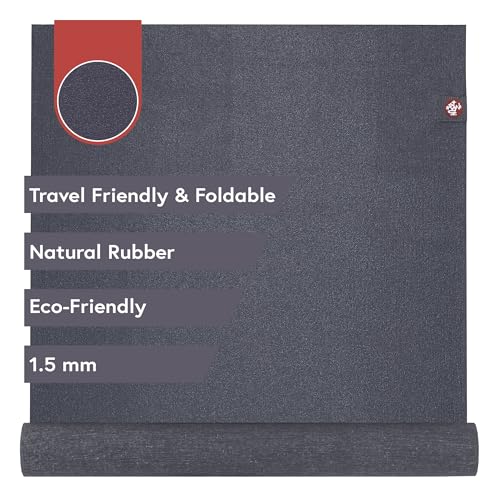 Manduka eKO SuperLite Yoga Mat - 1.5mm Natural Rubber | Foldable & Travel Friendly | Soft Textured Surface | Eco-friendly - color: Charcoal, size: 71" x 24"
