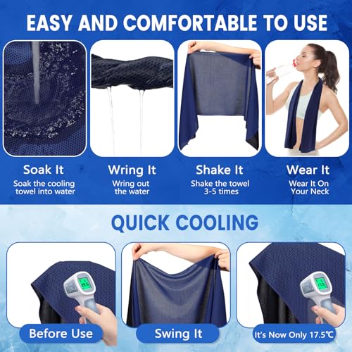 Hosuly 30 Pack Cooling Towels 40"x12" - color: Navy Blue