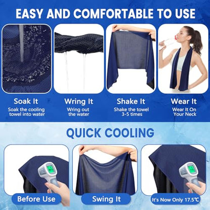 Hosuly 30 Pack Cooling Towels 40"x12" - color: Navy Blue