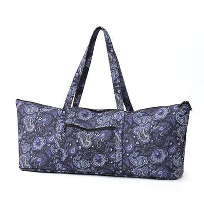 | Yoga Mat Bag | Large Yoga Mat Carrier with Wet Pocket | Yoga Gifts | Gym Tote Bag for Women - color: Tote-Blue Cashew Flower
