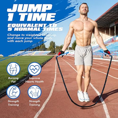 Jump Rope, Weighted Jump Rope for Fitness, Boxing Equipment Jump Ropes for Men Women, Battle Skipping Ropes for Exercise, Suitable for Boxing, Cardio, Training Muscle Speed Home Gym Workout Equipment - style: 1LB