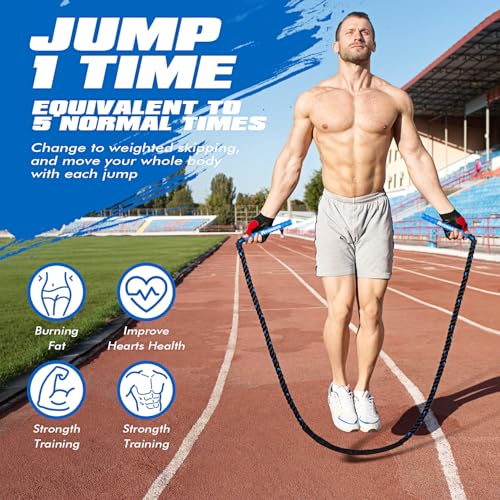 Jump Rope, Weighted Jump Rope for Fitness, Boxing Equipment Jump Ropes for Men Women, Battle Skipping Ropes for Exercise, Suitable for Boxing, Cardio, Training Muscle Speed Home Gym Workout Equipment - style: 2LB