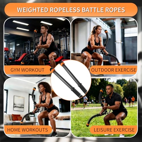 Weighted Ropeless Battle Ropes Adjustable Battle Ropes for Home Gym for Full Body Workout, HIIT and Low-Impact Aerobic Training Cardio Strength Training, Fitness Gift, Indoor Workout Equipment