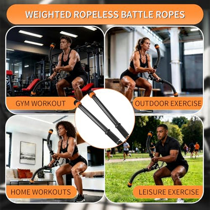Weighted Ropeless Battle Ropes Adjustable Battle Ropes for Home Gym for Full Body Workout, HIIT and Low-Impact Aerobic Training Cardio Strength Training, Fitness Gift, Indoor Workout Equipment