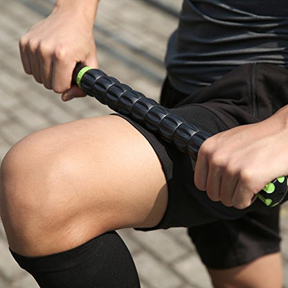 Muscle Roller Stick for Athletes- Body Massage Sticks Tools Massager for Relief Muscle Soreness,Cramping and Tightness,Help Legs and Back Recovery,Black Green