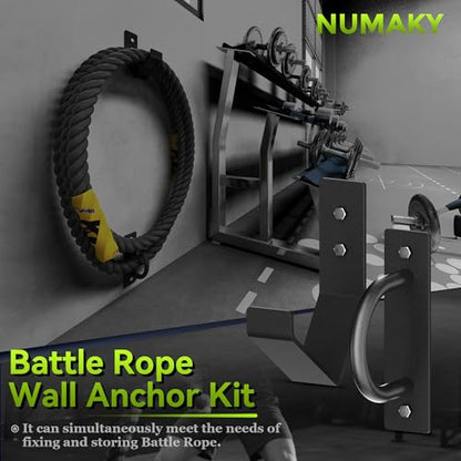 Heavy Duty Battle Rope Wall Anchor with Storage Hook – Includes Screws & Washers for Secure Mounting | Durable Steel Battle Rope Holder for Home and Gym Use