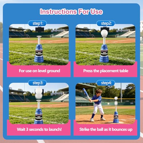 Tee Popper Baseball Training Equipment, Pop Up Baseball Trainer for Softball & Baseball Training, Baseball Popper Practice Tool, Baseball Gifts for Boys 8-12