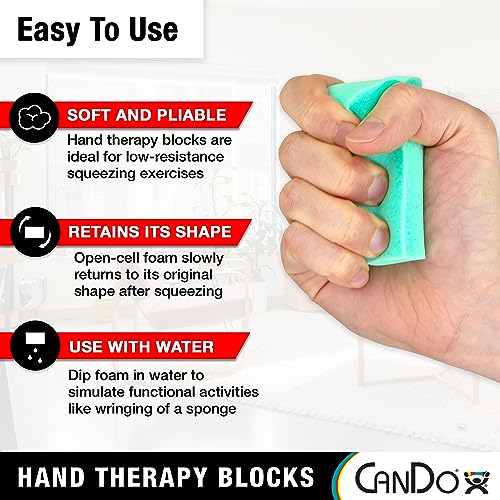 CanDo Hand Therapy Blocks - Extra-Soft Through Firm), Pack of 12 - Grip Strengthening Foam Hand Exercise Tools for Physical Therapy, Arthritis, Carpal Tunnel, Stress Relief, Anxiety - color: Multi (Extra-Soft Through Firm), size: Pack of 12