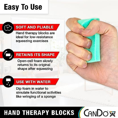CanDo Hand Therapy Blocks - Extra-Soft Through Firm), Pack of 12 - Grip Strengthening Foam Hand Exercise Tools for Physical Therapy, Arthritis, Carpal Tunnel, Stress Relief, Anxiety - color: Multi (Extra-Soft Through Firm), size: Pack of 12