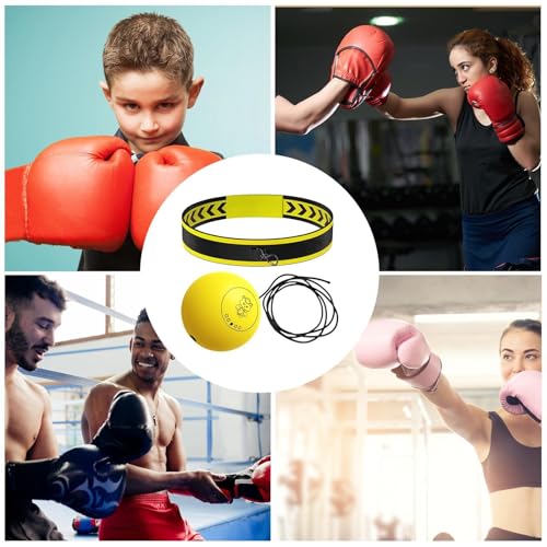 Reflex Ball Headband Multifunctional Fun Effective Reaction Training - color: Yellow ball