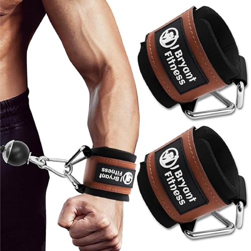 J Bryant Fitness Wrist Cuffs for Cable Machines – Heavy Duty Adjustable Wrist Straps with 7mm Neoprene Padding for Strength Training, Pull Exercises, and Forearm Support - color: Brown, size: Medium