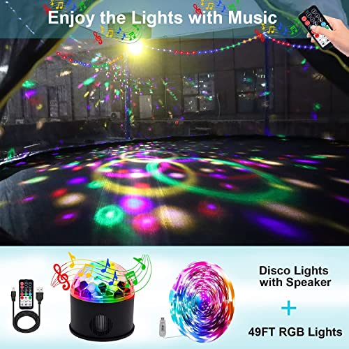 1500LBS 6 8 10 12 14 15 16 FT Trampoline for Kids and Adults with Sprinkler, Lights, Bluetooth Speaker, Water Balls, 16 Socks, Outdoor Recreational Trampolines with Enclosure Net - color: Round 16FT - Green