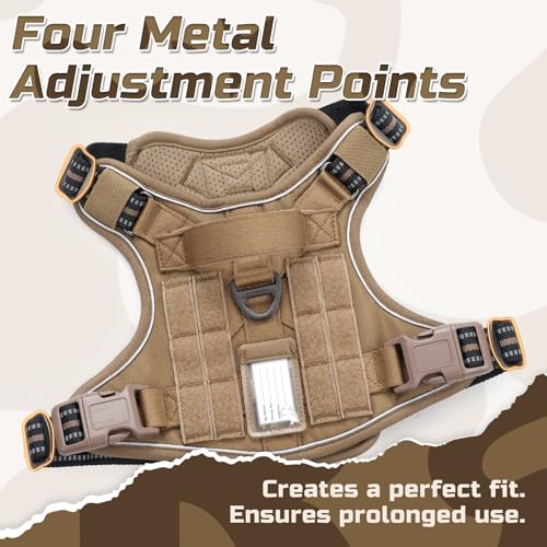 rabbitgoo Tactical Dog Harness for X-Large, No Pull Military Service Vest - color: Brown, size: X-Large