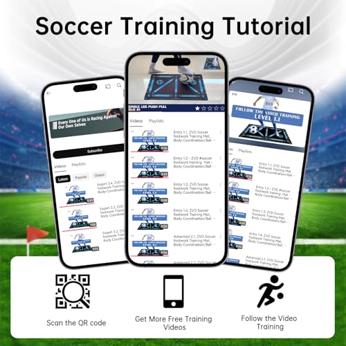 Soccer Training Mat with QR Code Video Tutorials,Non-Slip High-Density Footwork Practice Mat for Athletes & Players,Professional Ball Control & Dribbling Equipment for Home & Gym,Durable Soccer Gift.