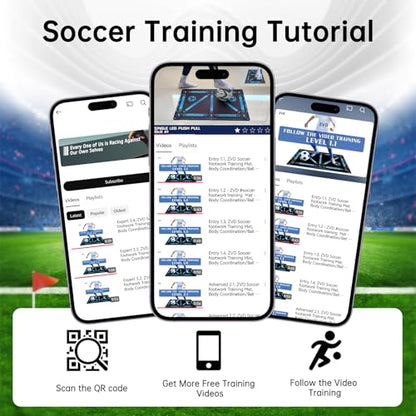 Soccer Training Mat with QR Code Video Tutorials,Non-Slip High-Density Footwork Practice Mat for Athletes & Players,Professional Ball Control & Dribbling Equipment for Home & Gym,Durable Soccer Gift.