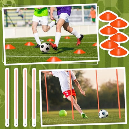 Agility Training Equipment Soccer Speed Training Includes 4 Adjustable Soccer Agility Poles 4 Agility Hurdles 6 Soccer Cones for Youth Adults Athletes Football Soccer Training