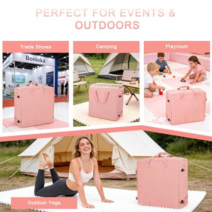 Foam Mat Storage Bag for 24" × 24" Interlocking EVA Foam Mats, Portable Carrying Case for Trade Show Foam Floor Tiles, Puzzle Exercise Mats, Gym Flooring & Play Areas, Pink (Bag Only)