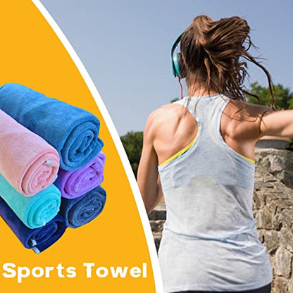 Microfiber Gym Towels Bigger Size Super Soft for Exercise Fitness, Sports, Workout, 380-GSM 15-Inch x 31-Inch Quick-Drying Towels (3 Pack, Grey+Blue+Purple)
