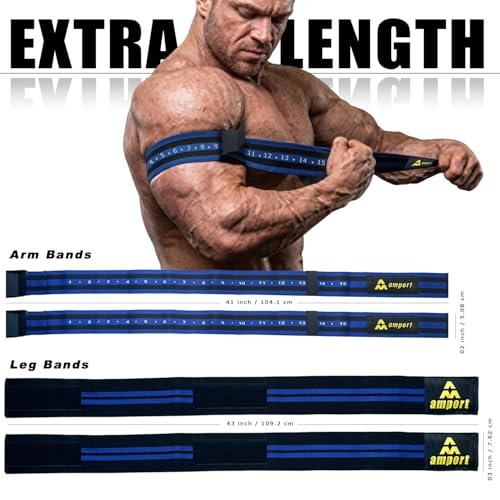 Amport Occlusion Training Bands – 3-Inch Leg & 2-Inch Arm Blood Flow Restriction Bands for Men & Women – Adjustable Buckle Straps for Muscle Building, Rehab & Strength Training – Set of 4