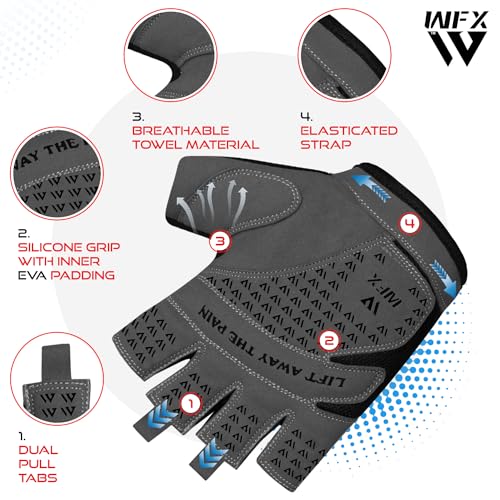 Weight Lifting Gym Gloves Fitness Workout Breathable Ladies Gloves Non-Slip Silicone Padded Palm Protection Elasticated Strength Training Equipment Half Finger Exercise