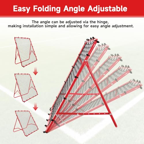 Soccer Rebounder Net, Adjustable Angle Football Training Equipment with Steel Frame, Portable Folding Rebound Net for Passing and Control Practice, Easy Setup Outdoor Sports Gear for Youth and Adults