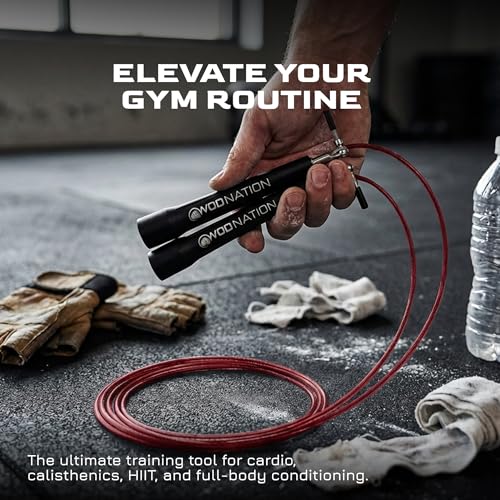 Speed Jump Rope for Men & Women with Adjustable Alloy Steel Cable, Lightweight Handles, and Smooth Rotation—Perfect for Boxing, Cross Training, Double Unders, & High-Intensity Workout - Silver & Black