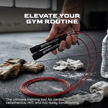Speed Jump Rope for Men & Women with Adjustable Alloy Steel Cable, Lightweight Handles, and Smooth Rotation—Perfect for Boxing, Cross Training, Double Unders, & High-Intensity Workout - Silver & Black