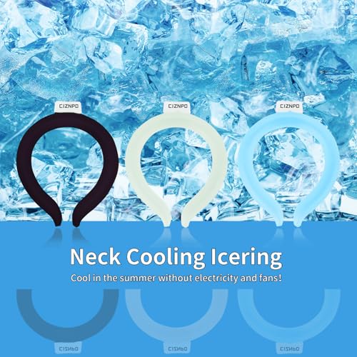 2PCS PCM Neck Cooling Tube with Insulated Bag, Reusable Ice Ring Neck Cooler Wrap, Wearable Cooling Neck Ring for Hot Weather in/Outdoor Sports, TPU Freezable Collar (Blue+White)
