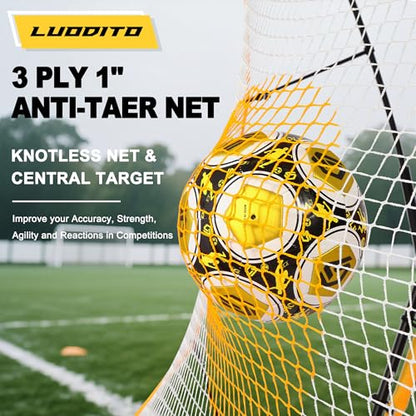 Soccer Rebounder Net, 2-in-1 Soccer Trainer, Soccer Training Equipment for Solo Passing Volley Control Practice, 6'x4.7' Large & 6'x16 Small Soccer Bounce Back Net with Ball, Carry Bag, Cones