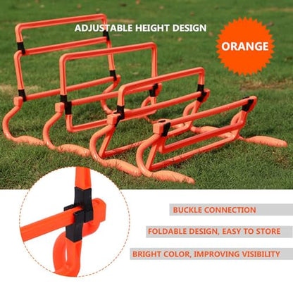 banapoy 5Pcs Soccer Training Hurdles, Adjustable Height for Agility Speed Training Equipment, with Foldable PVC Design for Football Basketball Baseball Track Field Sports