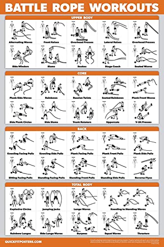 Palace Learning Battle Rope Workout Poster - Laminated - Illustrated Exercise Chart (LAMINATED, 18" x 24")