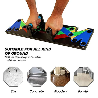 Pushup Board 9 in 1 Home Workout Stand, Abdominal Training Fitness Muscle Equipment Exerciser for Arm Chest Back Tricep & Shoulder, Strength Training Push Up Bars.