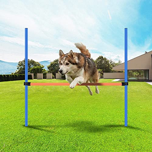 PAWISE Dog Agility Training Equipment,Pet Training Hurdles & Weave Poles Set with Adjustable Jump Bar,Outdoor Dog Obstacle Course for Backyard Exercise, Portable Dog Agility Kit for Shepherd Malinois