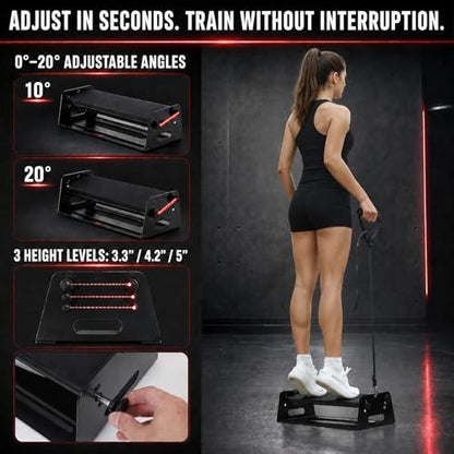 Calf Raise Block, Height & Angle Adjustable — Versatile Home Gym Workout Platform for Calf Raises, Calf Stretching, Ankle Mobility & Resistance Band Training, 880 lbs Capacity