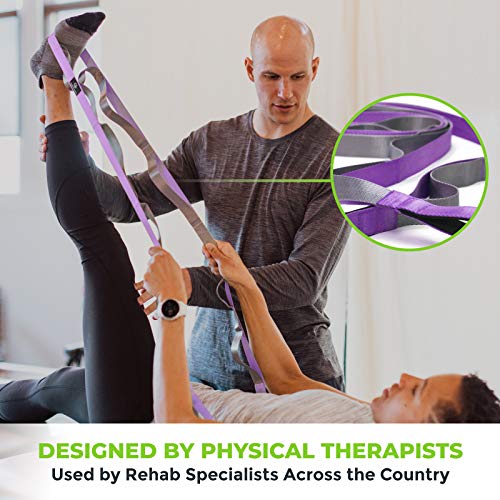 Stretching Strap for Physical Therapy, 12 Multi-Loop Stretch Strap 1" W x 8' L, Neoprene Handles, Physical Therapy Equipment, Yoga Straps for Stretching, Leg Stretcher.
