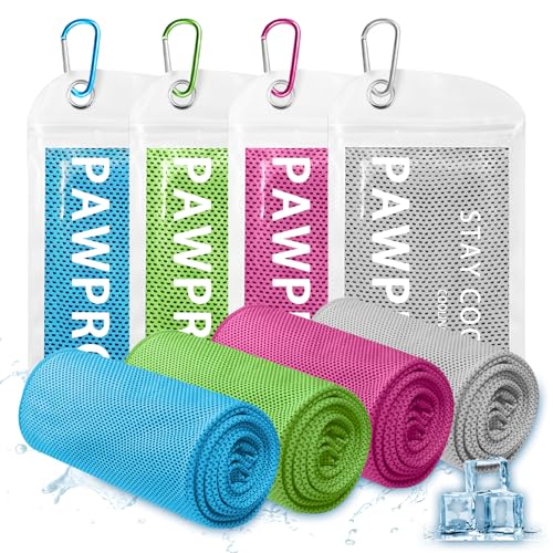 4 Packs Cooling Towels for Neck and Face(40"x12"), Soft Breathable Cooling Towel with Waterproof Bag & Carabiner,Microfiber Cooling Towels for Yoga, Sport,Gym,Camping (Multicolor-2) - color: Multicolor-2