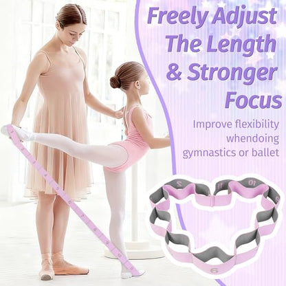 Stretching Strap with 11 Loops, Stretch Out Straps for Physical Therapy, Yoga, Pilates, Ballet, Versatile Stretch Out Strap for Flexibility, Dance & Home Workouts, Full Body Stretching