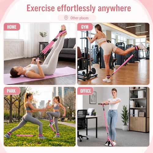 WHATAFIT Upgraded Multifunction Pedal Resistance Band with Handles, 3-Tube Adjustable Foot Pedal Exercise Band, Ankle Straps Included, for Abs Core Leg Arm Waist Full Body Workout at Home Gym