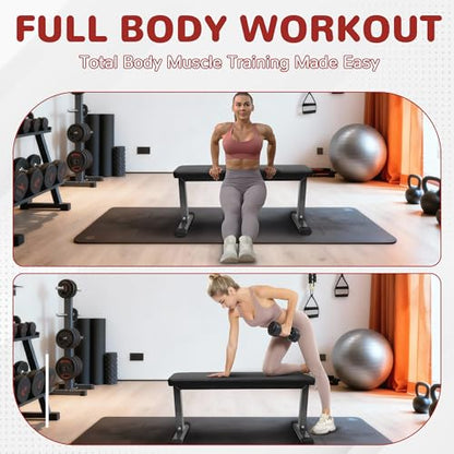 Fitvids Flat Utility Weight Bench for Home Gym Weight Training – Ab Exercises and Flat Exercise – nan – Gray/Black